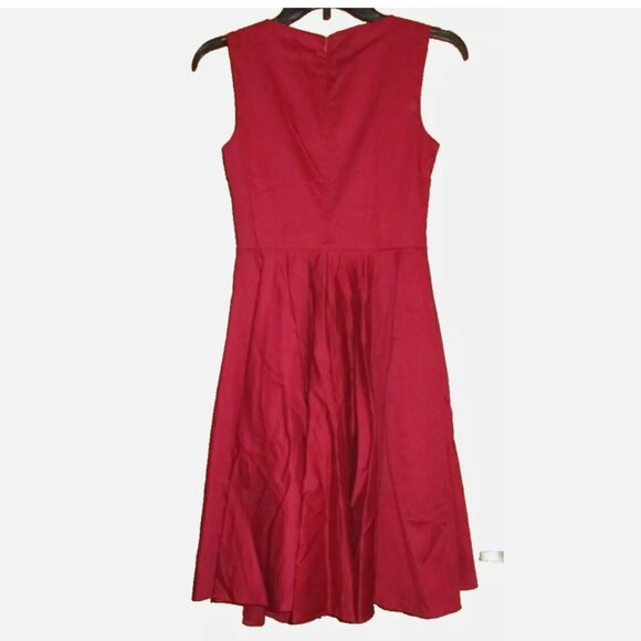 Red Sleeveless Dress XS Flared Skirt Cotton Blend NWT Back Zip Back Zip - Picture 5 of 5